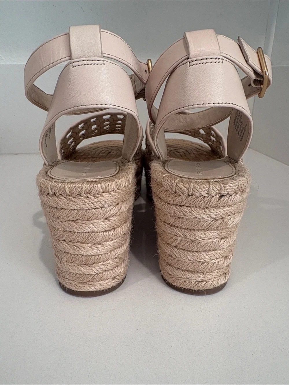 Tory Burch Woven Espadrille Platform Sandals in Ivory Leather Size 8